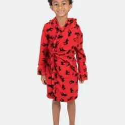 Leveret Kids Christmas Animal Print Hooded Fleece Robe