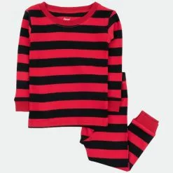 Leveret Red Striped Cotton Pajamas