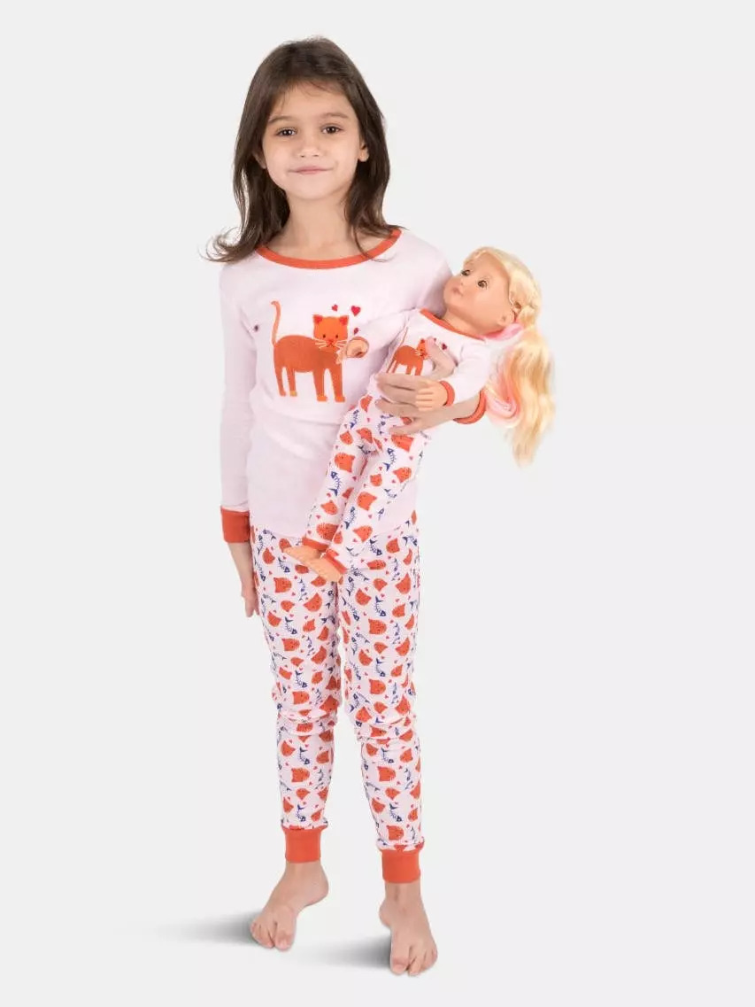 Leveret Matching Girl And Doll Cotton Puppy Pajamas - Image 4
