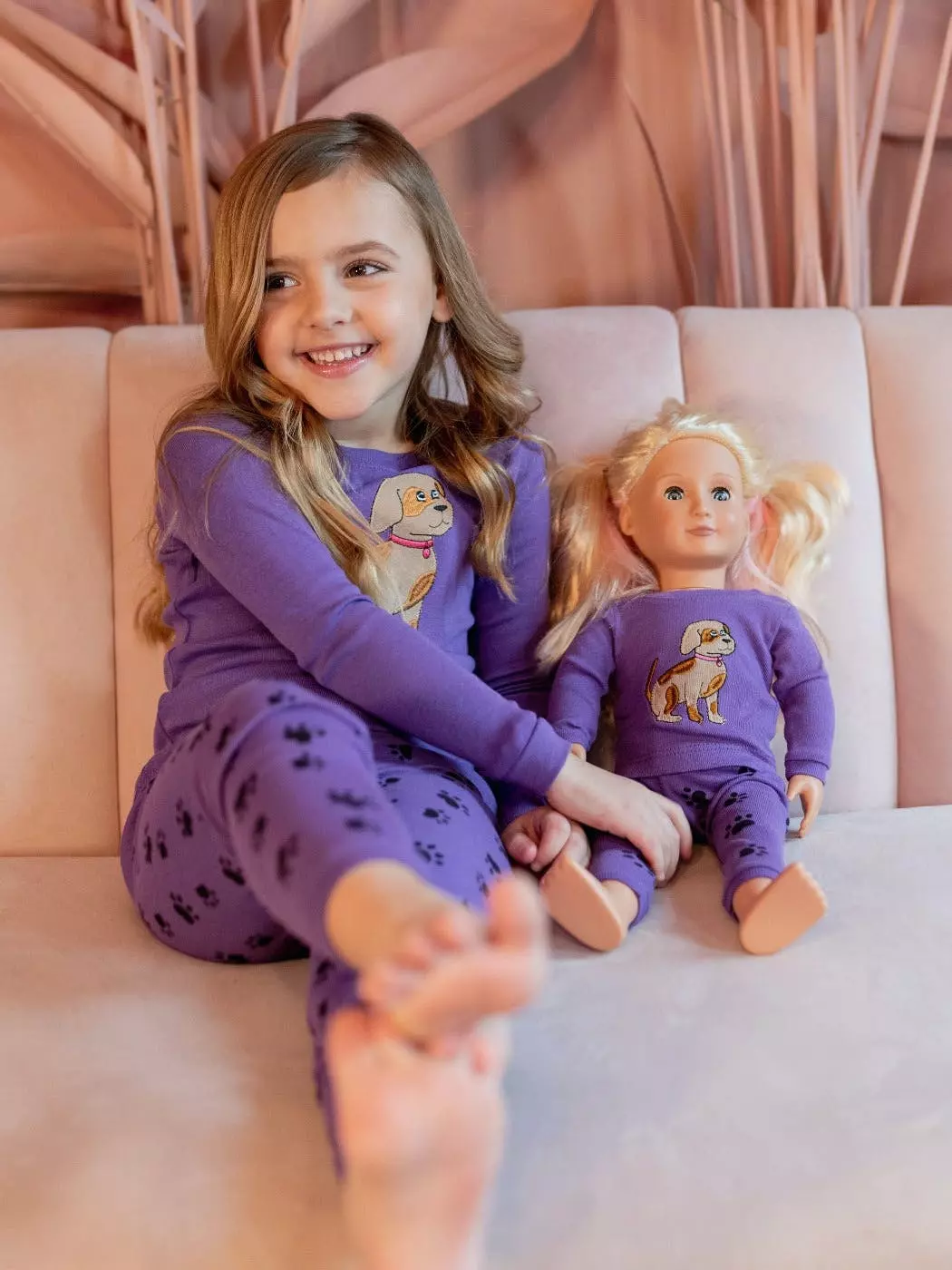 Leveret Matching Girl And Doll Cotton Puppy Pajamas - Image 6