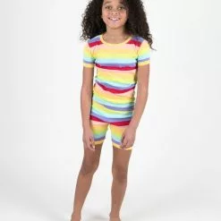 Leveret Short Sleeve Rainbow Cotton Pajamas