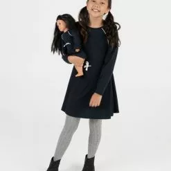 Leveret Matching Girl & Doll Drawstring Dress Neutrals