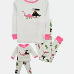 Leveret Matching Girl & Doll Dinosaur Pajamas