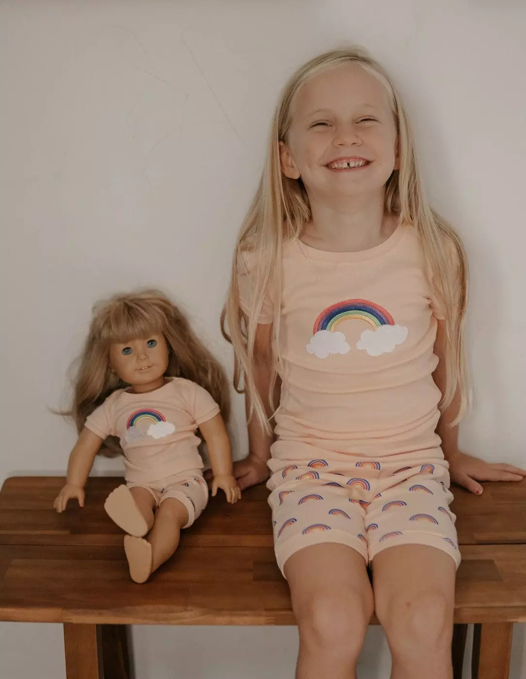 Leveret Matching Girl And Doll Short Retro Rainbow Pajamas