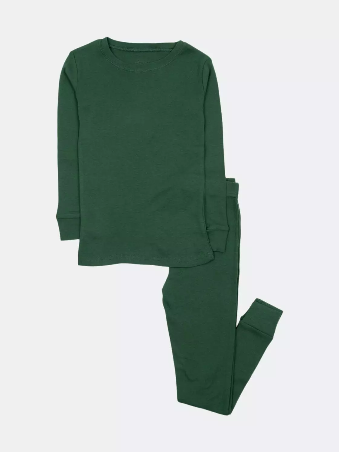 Leveret Kids Two Piece Solid Dark Green Pajamas