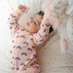 Leveret Kids Footed Retro Rainbow Pajamas