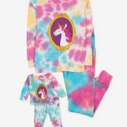 Leveret Girl And Doll Matching Tie Dye Unicorn Pajamas