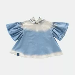 OMAMImini Girls Distressed Chambray Flared Top