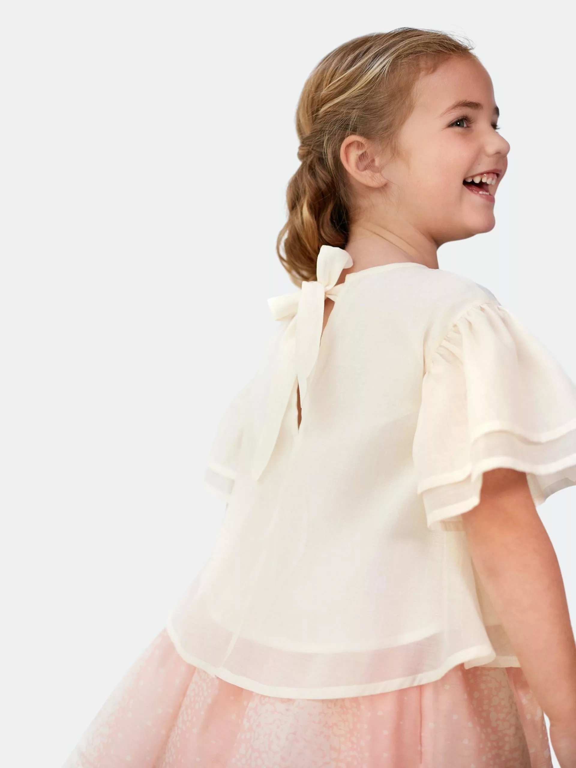 OMAMImini Girls Organza Layered Flared Top - Image 3