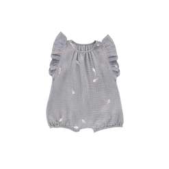OMAMImini Gauze Bubble Romper With Print - Grey