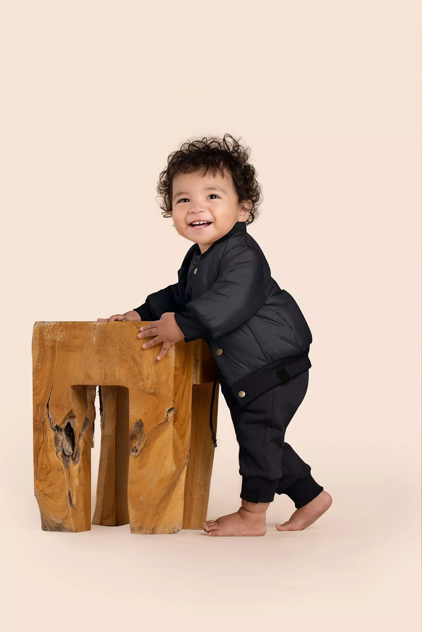 OMAMImini Baby Terry Joggers - Black - Image 2