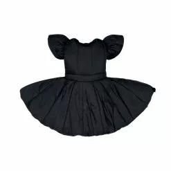 OMAMImini Girls Quilted Nylon Pinafore Dress - Black