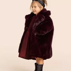 OMAMImini Kids Faux Fur Coat | Maroon