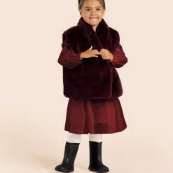OMAMImini Kids Faux Fur Vest In Maroon