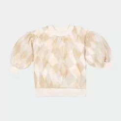 OMAMImini Kids Organza & Terry Sweatshirt - Beige