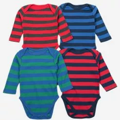 Leveret Baby Cotton Bodysuits Striped 4-Pack
