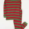 Leveret Kids Cotton Red & Green Stripes Pajamas