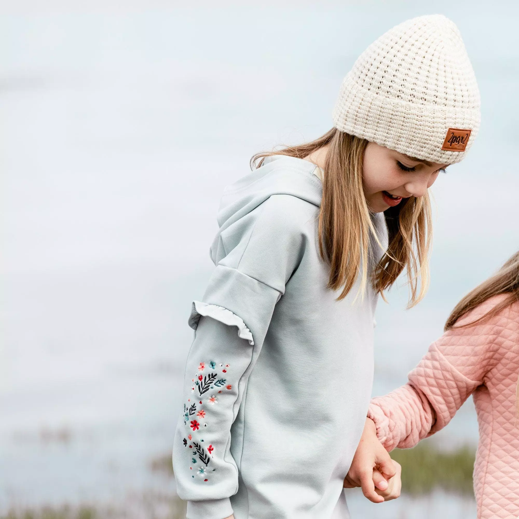 Deux Par Deux Hooded Long Sleeve Top With Frill