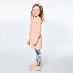 Deux Par Deux Knitted 3/4 Sleeve Dress Light Pink