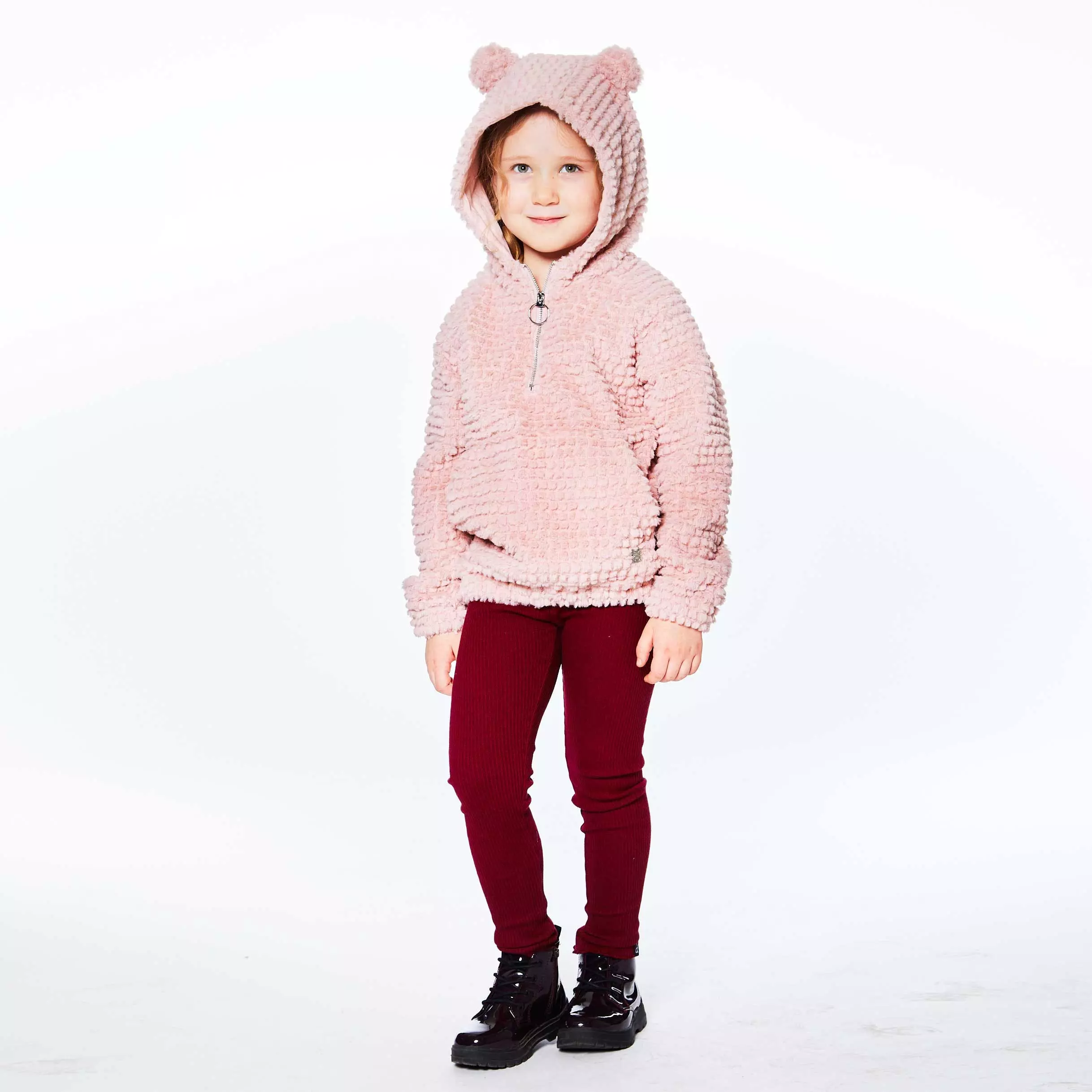 Deux Par Deux Hooded Long Sleeve Fake Fur Top - Image 2