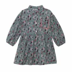 Deux Par Deux Long Sleeve Baby Corduroy Printed Dress