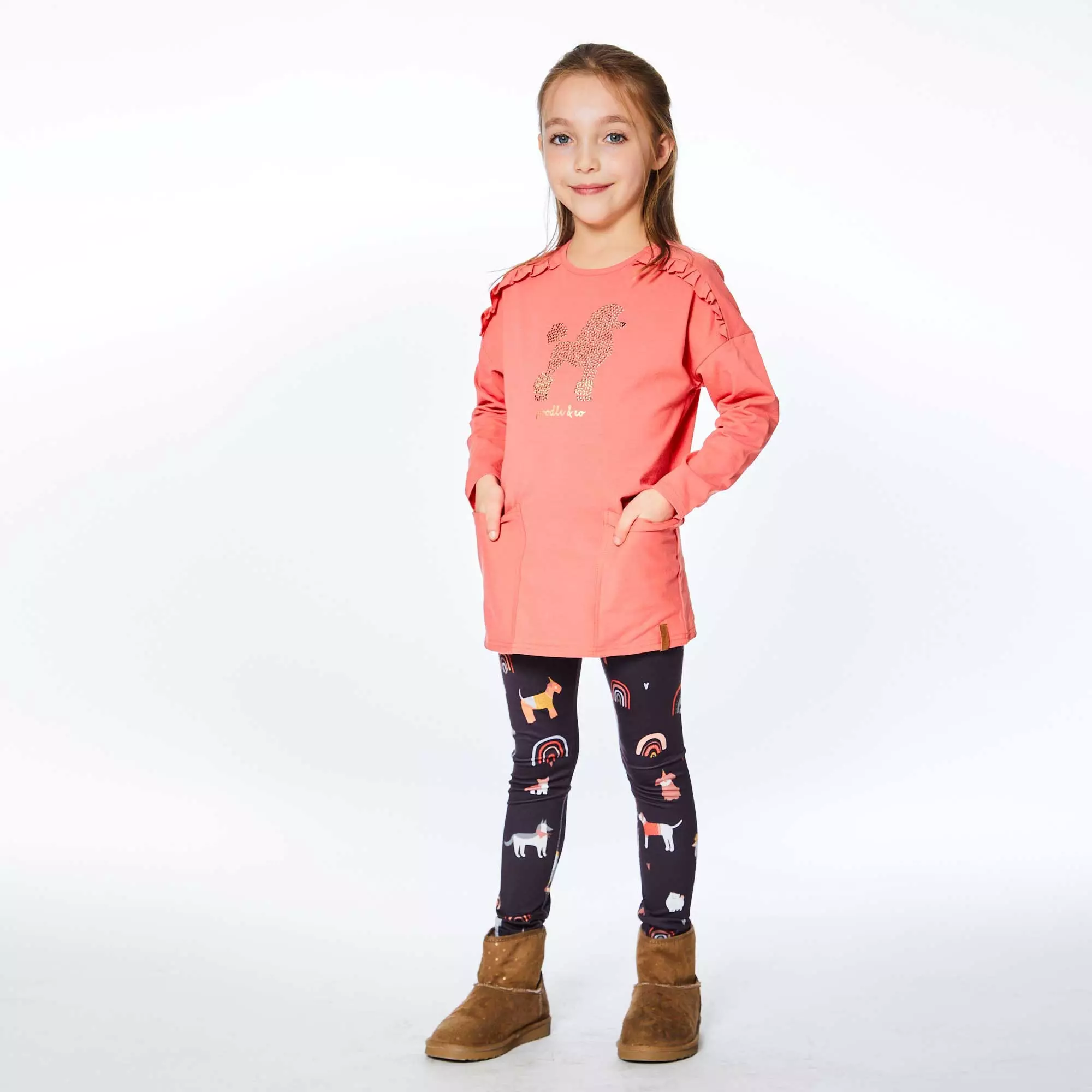 Deux Par Deux Striped Long Sleeve Tunic With Pocket And Frill