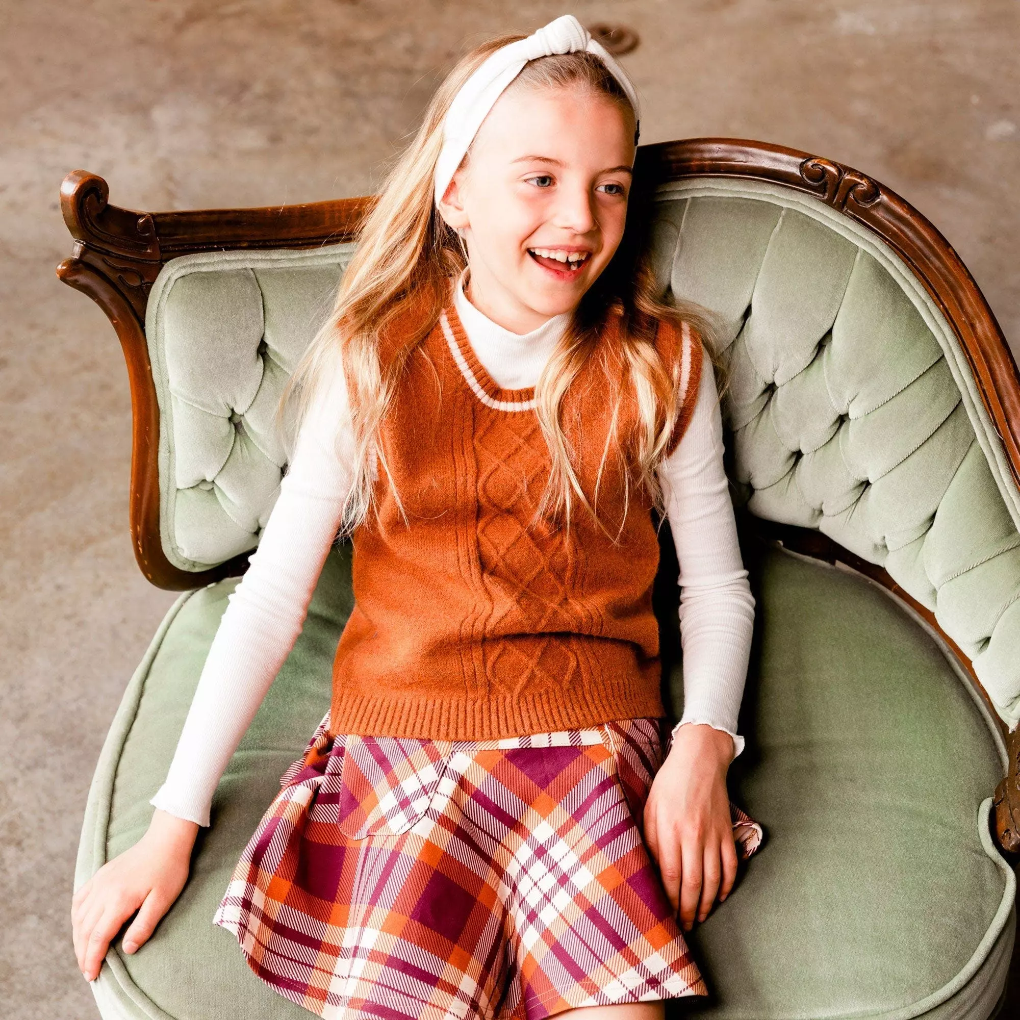 Deux Par Deux Knitted Tank Ocher - Image 2