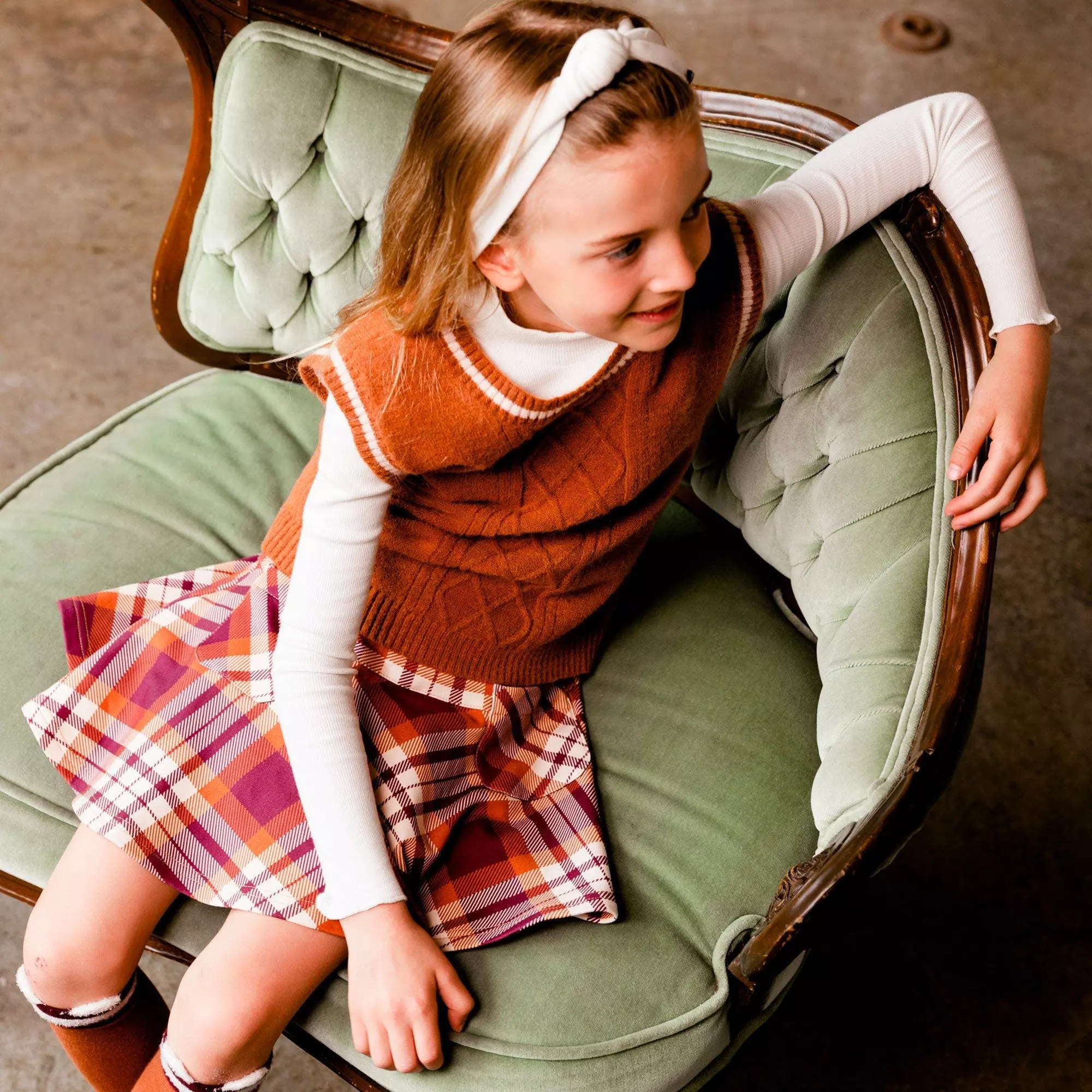 Deux Par Deux Knitted Tank Ocher - Image 3