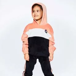 Deux Par Deux Colorblock Velvet Hooded Top