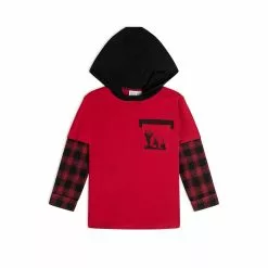 Deux Par Deux Hooded Double Sleeve Top