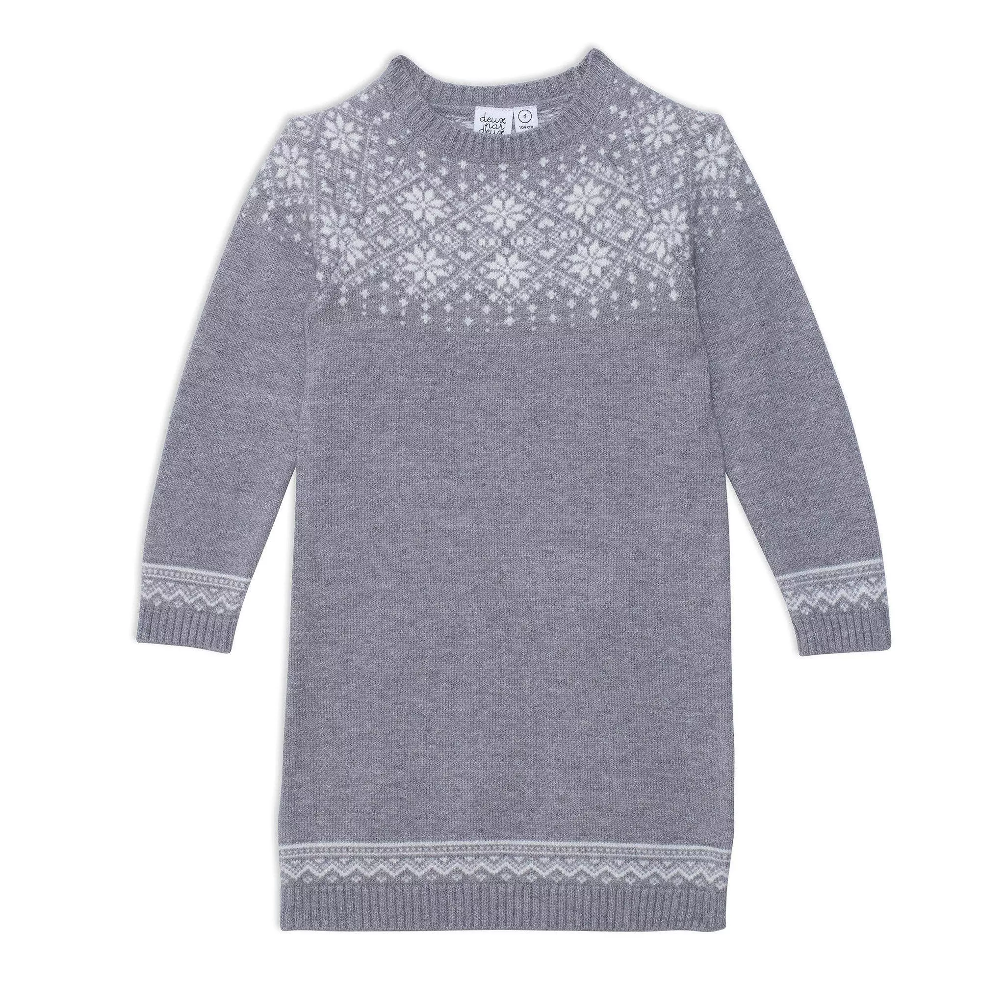 Deux Par Deux Jacquard Knitted Long Sleeve Dress