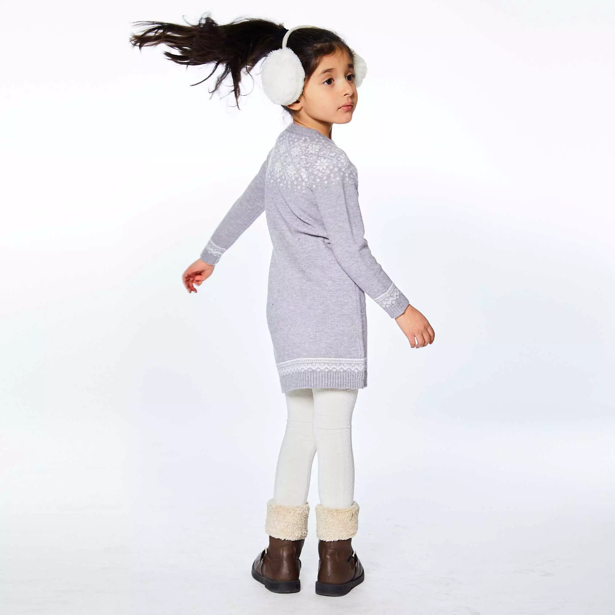 Deux Par Deux Jacquard Knitted Long Sleeve Dress - Image 2