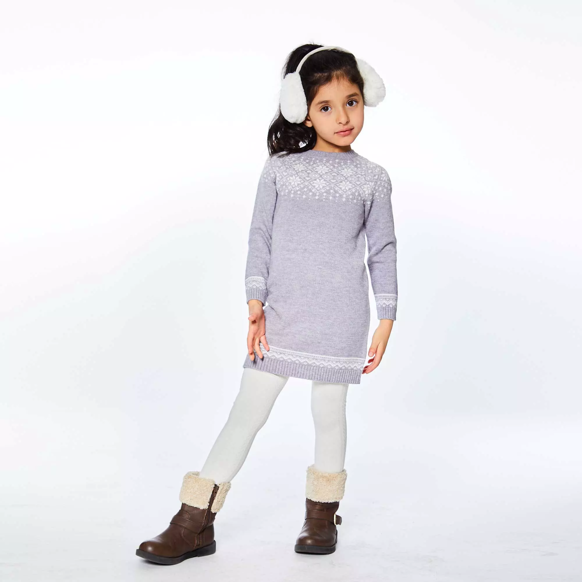 Deux Par Deux Jacquard Knitted Long Sleeve Dress - Image 3