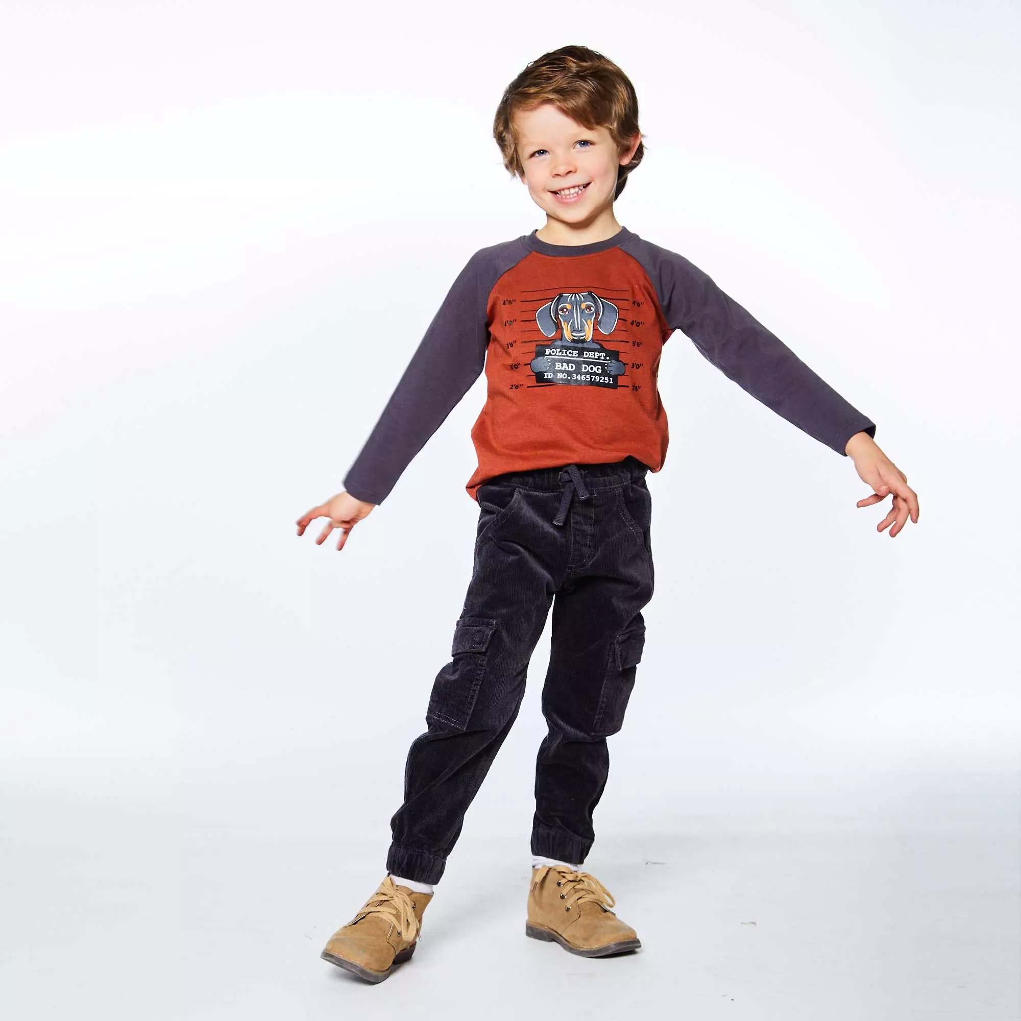 Deux Par Deux Long Raglan Sleeve Top With Printed Dogs