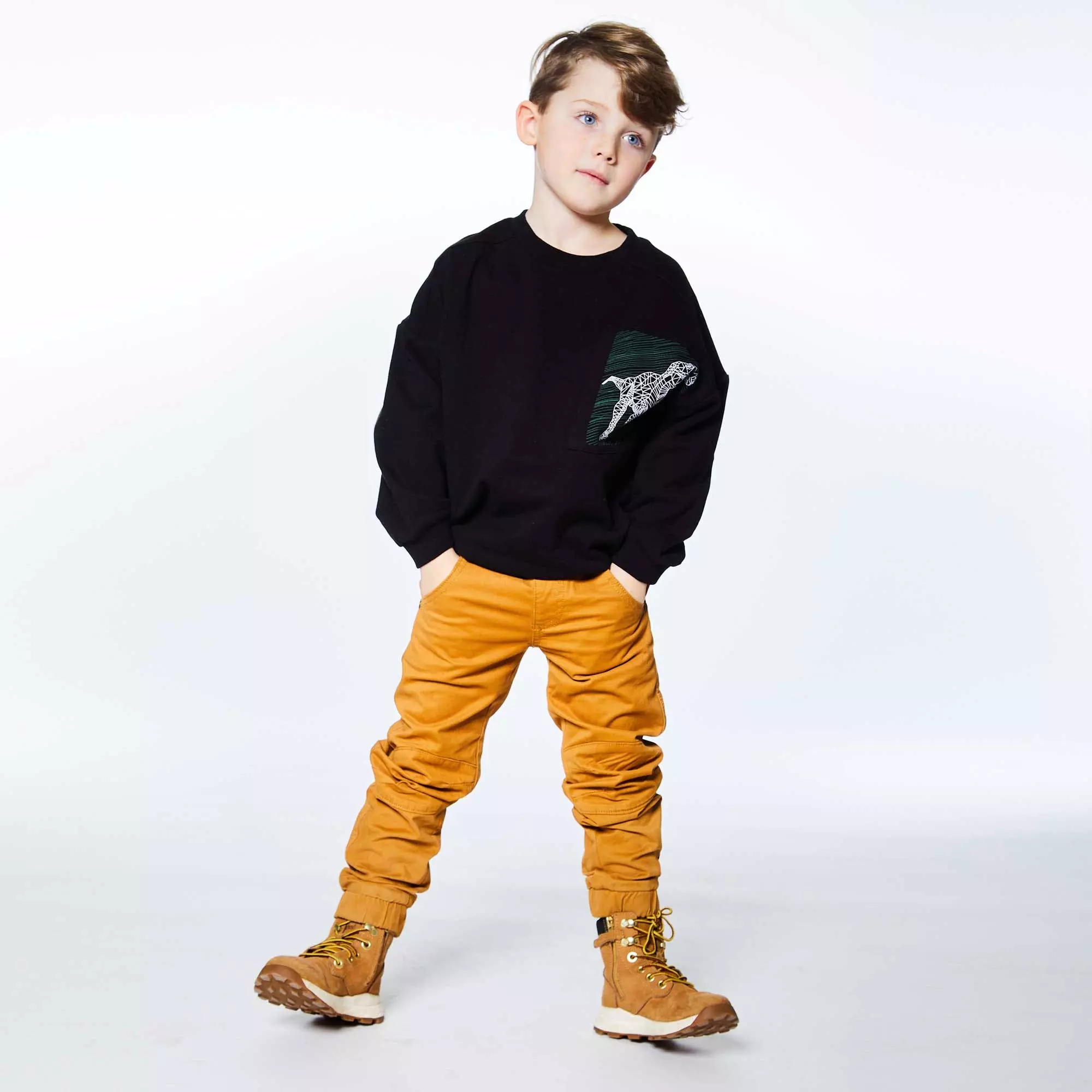 Deux Par Deux Fleece Top With Printed Dinosaurs