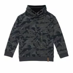 Deux Par Deux Fleece Top With High Neck And Pocket