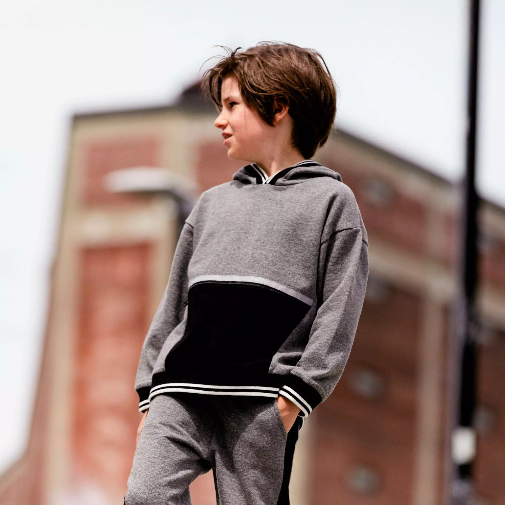 Deux Par Deux Hooded Fleece Top With Zipper Pocket - Image 2