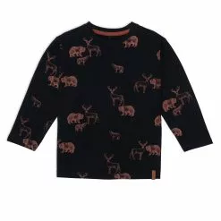 Deux Par Deux Long Sleeve Jersey Printed Top With Dogs