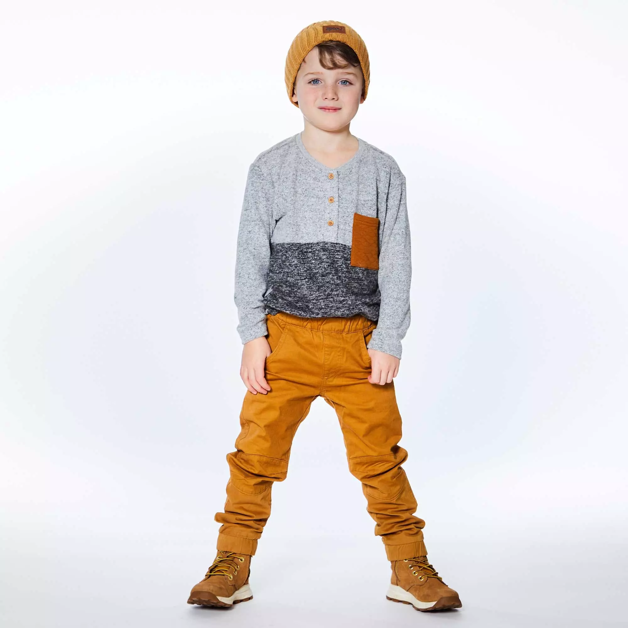 Deux Par Deux Long Sleeve Brushed Jersey Top With Pocket