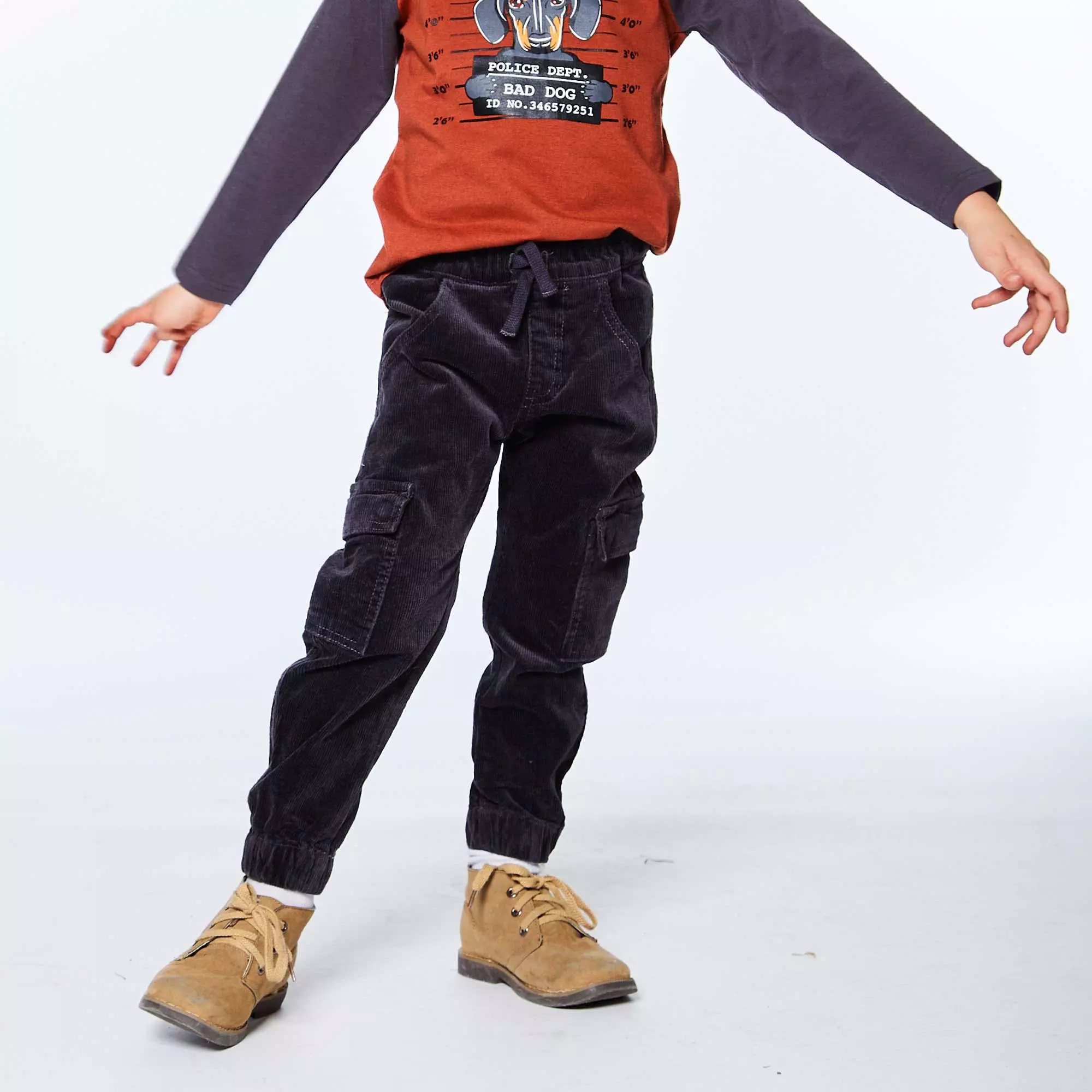 Deux Par Deux Stretch Corduroy Jogger - Brown/Grey - Image 3