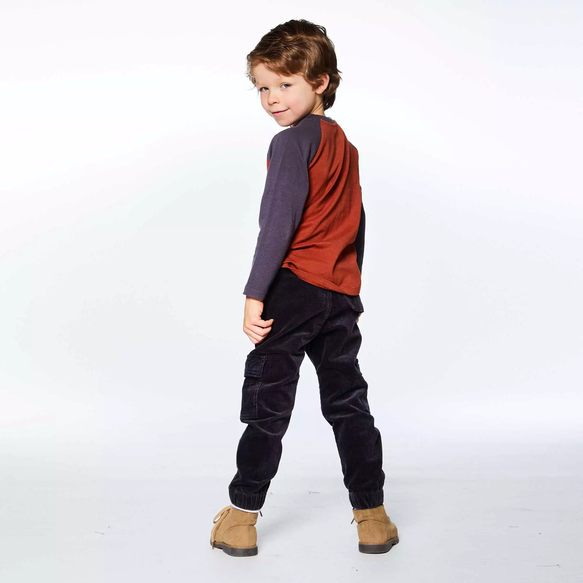 Deux Par Deux Stretch Corduroy Jogger - Brown/Grey - Image 2