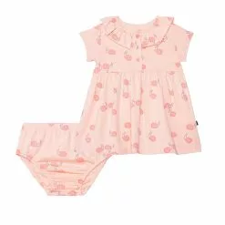 Deux Par Deux Organic Cotton Printed Dress Set - Pink Snails