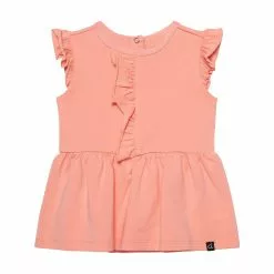 Deux Par Deux Organic Cotton Printed Tunic And Leggings Set - Peach/Pink Little Flowers