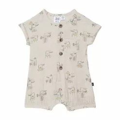 Deux Par Deux Inted Muslin Romper Beige Alligator