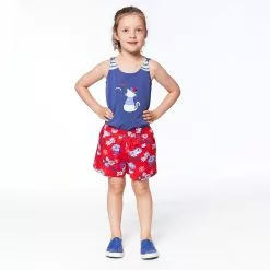 Deux Par Deux Organic Cotton Graphic Tank Top - Navy Blue