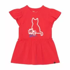 Deux Par Deux Organic Cotton Short Sleeve Graphic Tunic Red