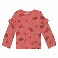 Deux Par Deux Inted French Terry Sweatshirt Coral Watermelon
