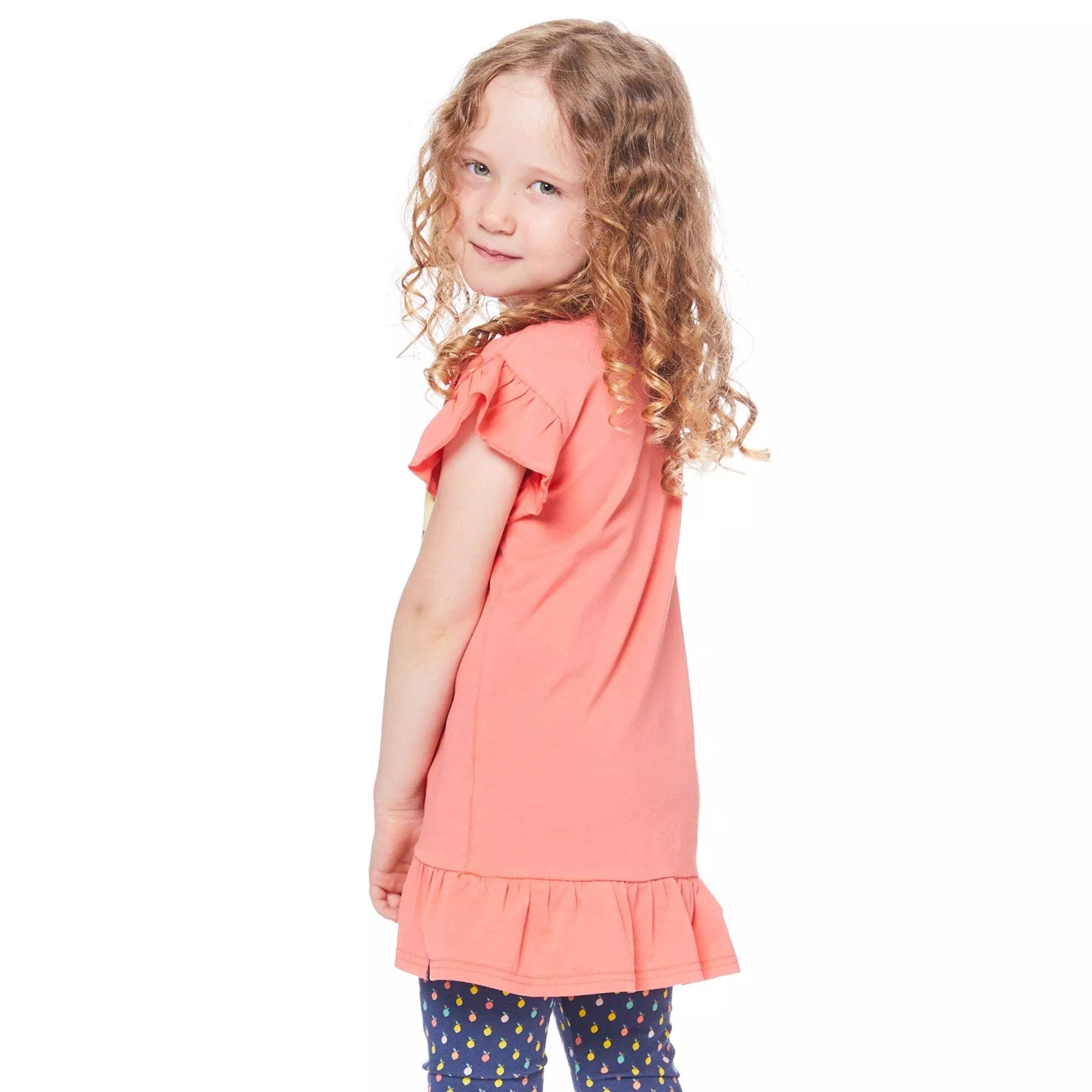 Deux Par Deux Organic Cotton Short Sleeve Graphic Tunic With Frill - Image 2