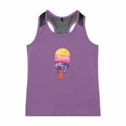 Deux Par Deux T-Back Tank Top With Mesh - Purple