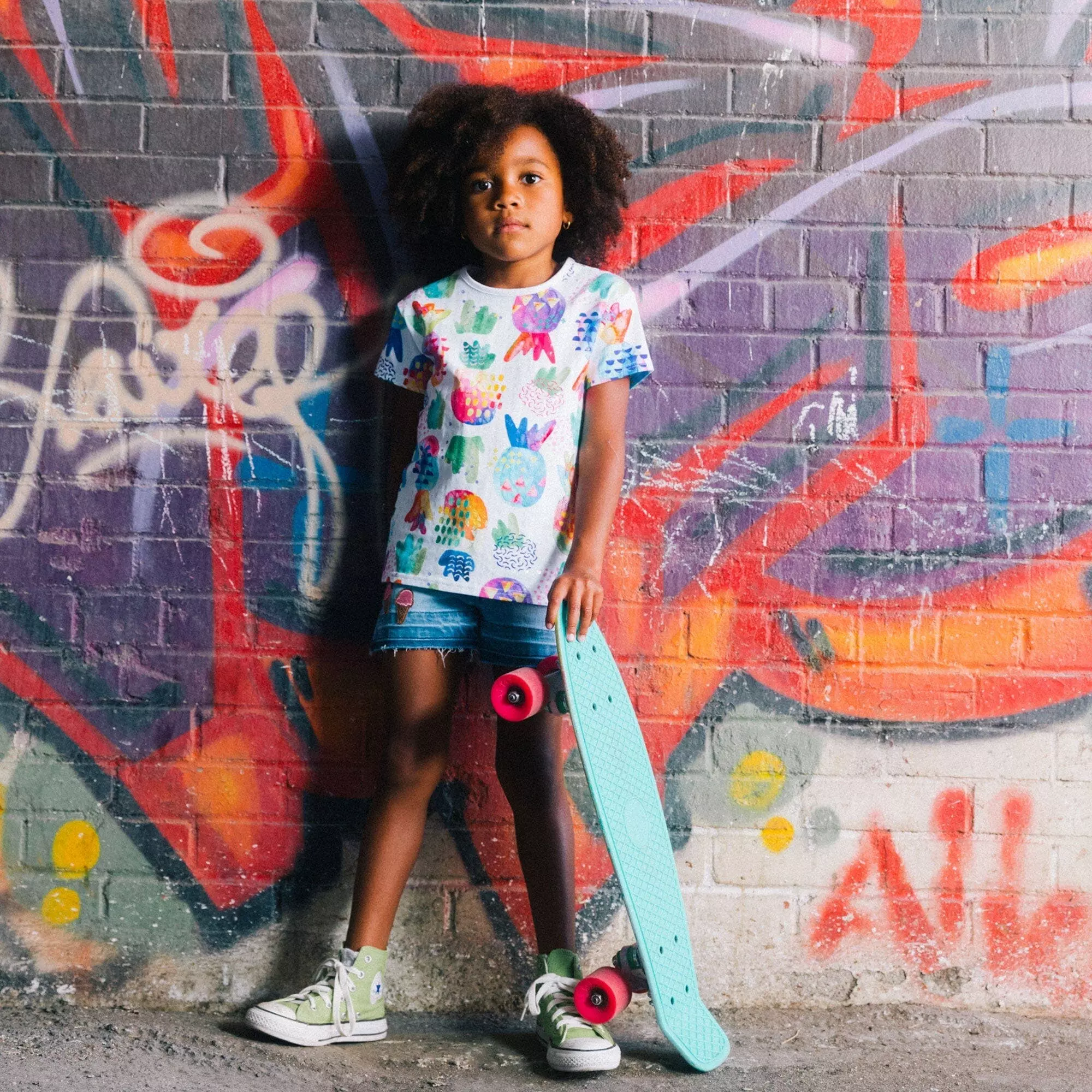 Deux Par Deux Inted Short Sleeve Tee - White Pineapple - Image 4